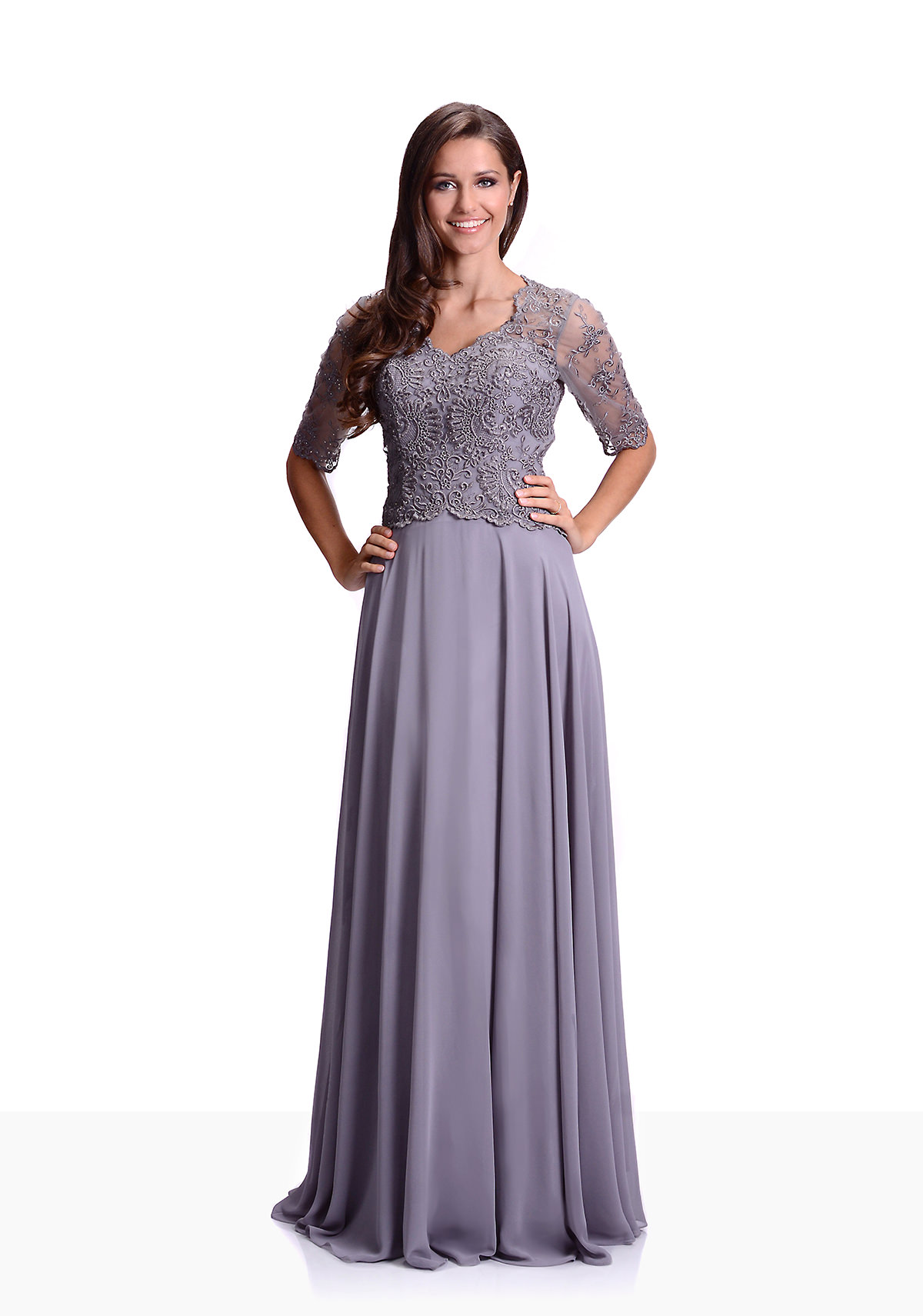 chiffon evening dress in ghost grey Dress To Go